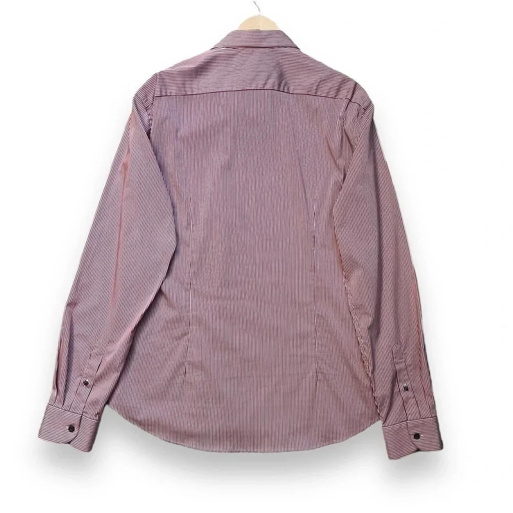 Ted Baker London Pinstripe Burgundy/White Button Down Shirt Men’s XXL - Picture 6 of 10
